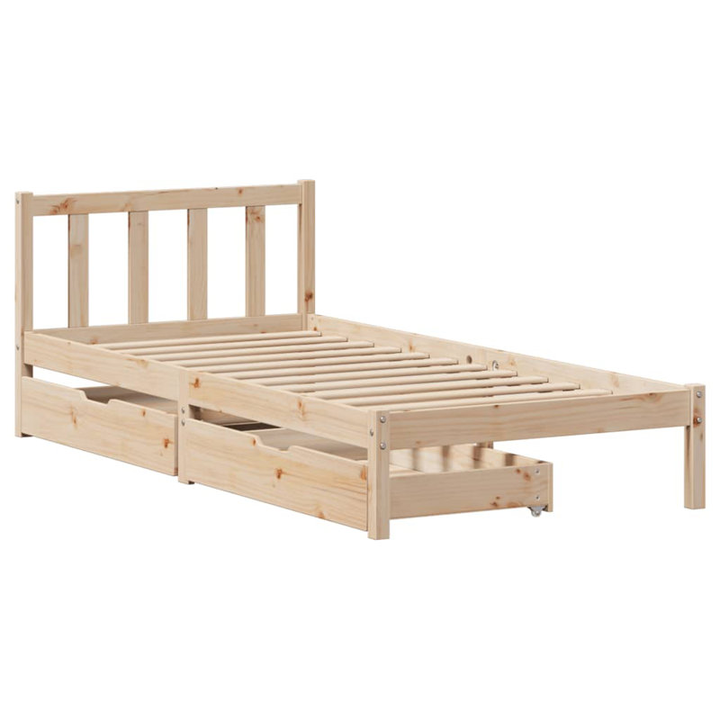 Solid Wood Storage Bed, Brown, Small Single (2'6)