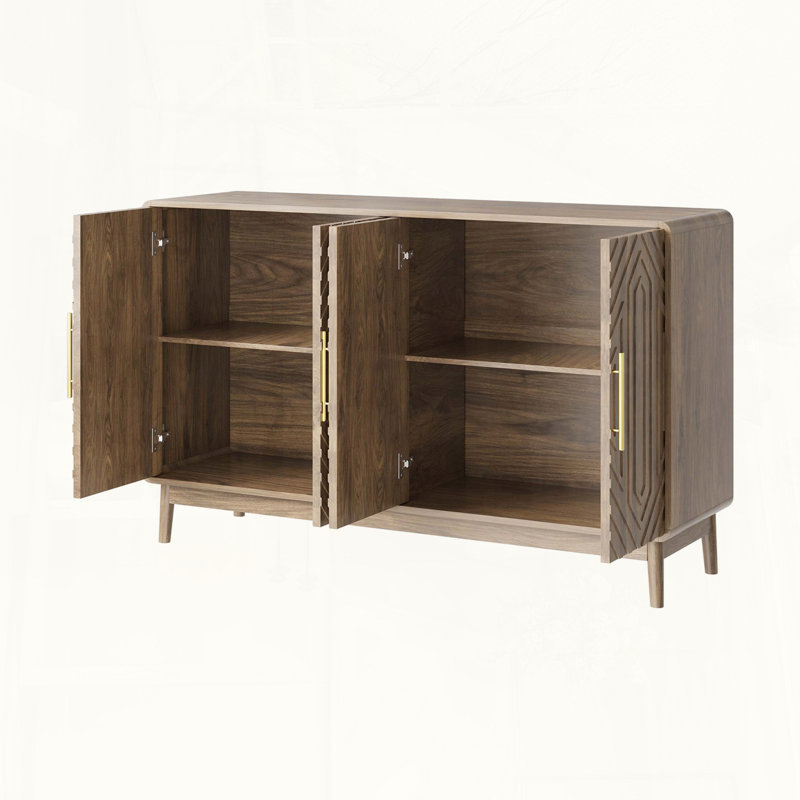 Buffet sculpté à 4 portes avec panneau réglable