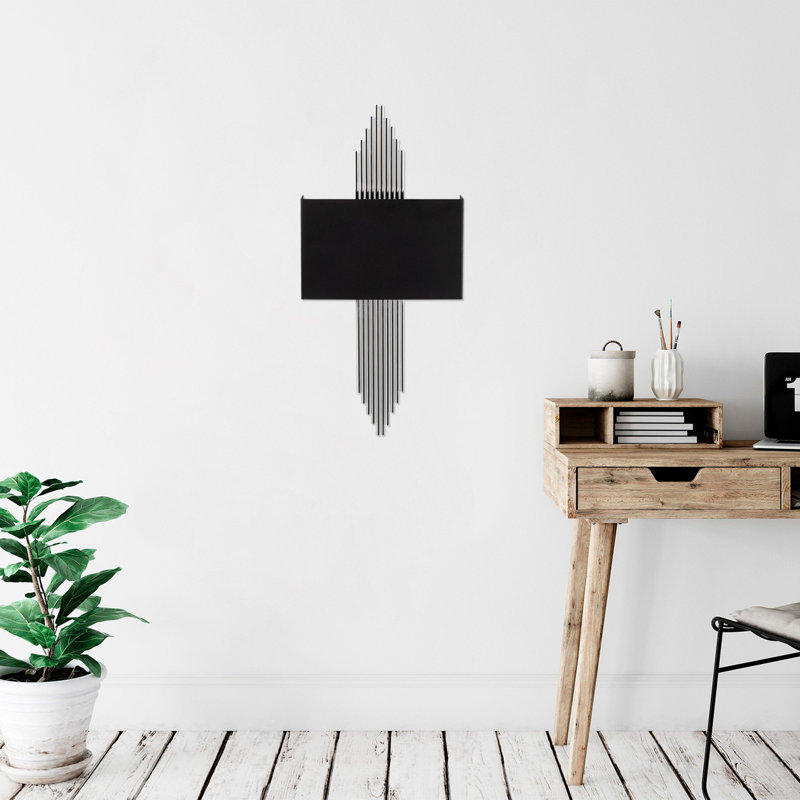 Lampe murale moderne avec corps en métal, finition noire et argentée, 29,5 x 3,9 x 8,7 pouces | Douille E27, 40 W maximum | Certifié IP20, poli pour la durabilité | Éclairage élégant pour la décoration intérieure, le salon, la chambre à coucher et les espaces de bureau, design contemporain