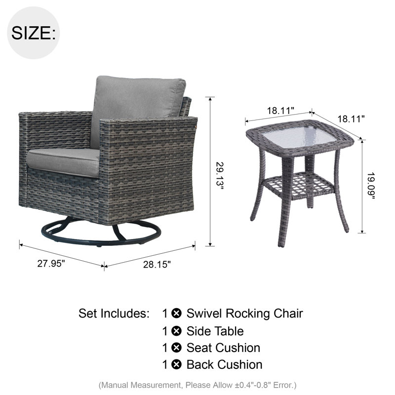 Osorio Swivel Wicker Outdoor Lounge Chair, Dark Gray