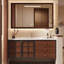 Meuble-lavabo mural 47,64 po en bois d'hévéa massif avec miroir-285199479