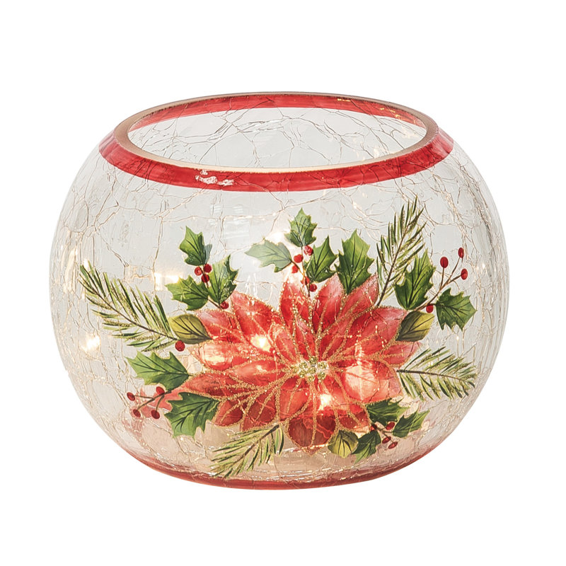 Vase lumineux poinsettia rond