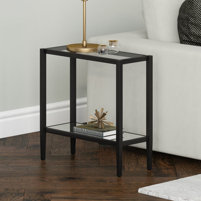 Hera Rectangular Side Table With Mirrored Shelf