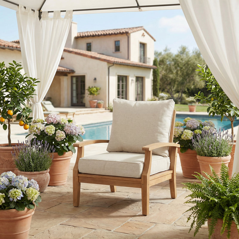  Outdoor Seat/Back Cushion, 24" W x 24" D, Cream Beige