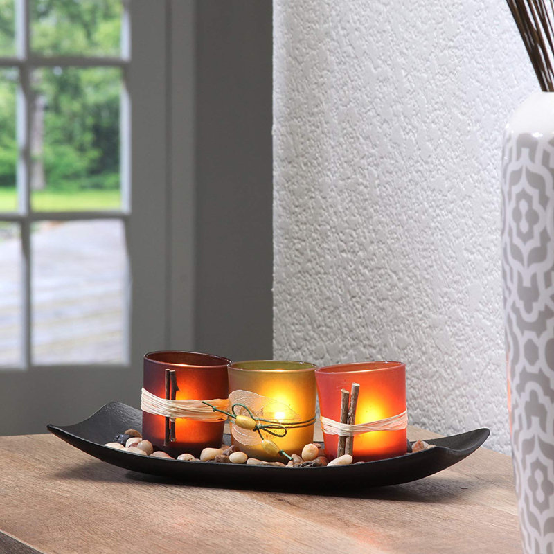 3 Piece Glass Tabletop Votive Holder Set
