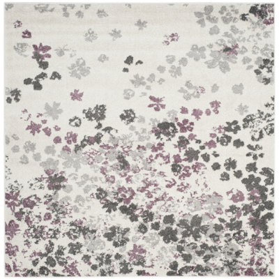 Makeba Floral Ivory/Gray/Purple Area Rug