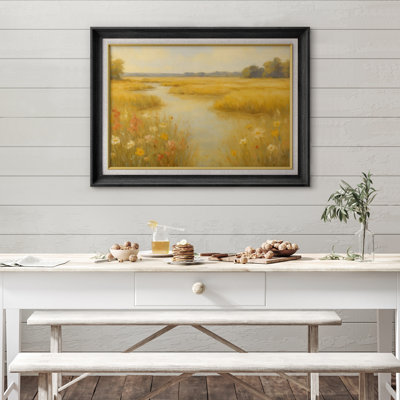 Œuvre encadrée de qualité supérieure - impression de paysage rétro pour décor de salon - 26 po x 36 po