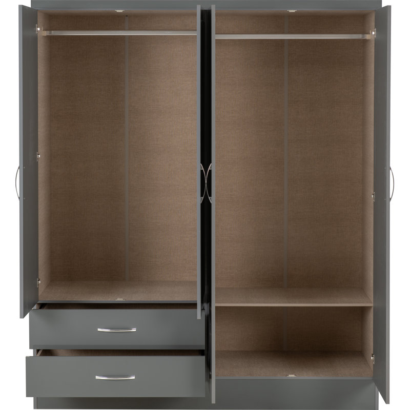 Cascio 4 Door Wardrobe, Gloss Grey