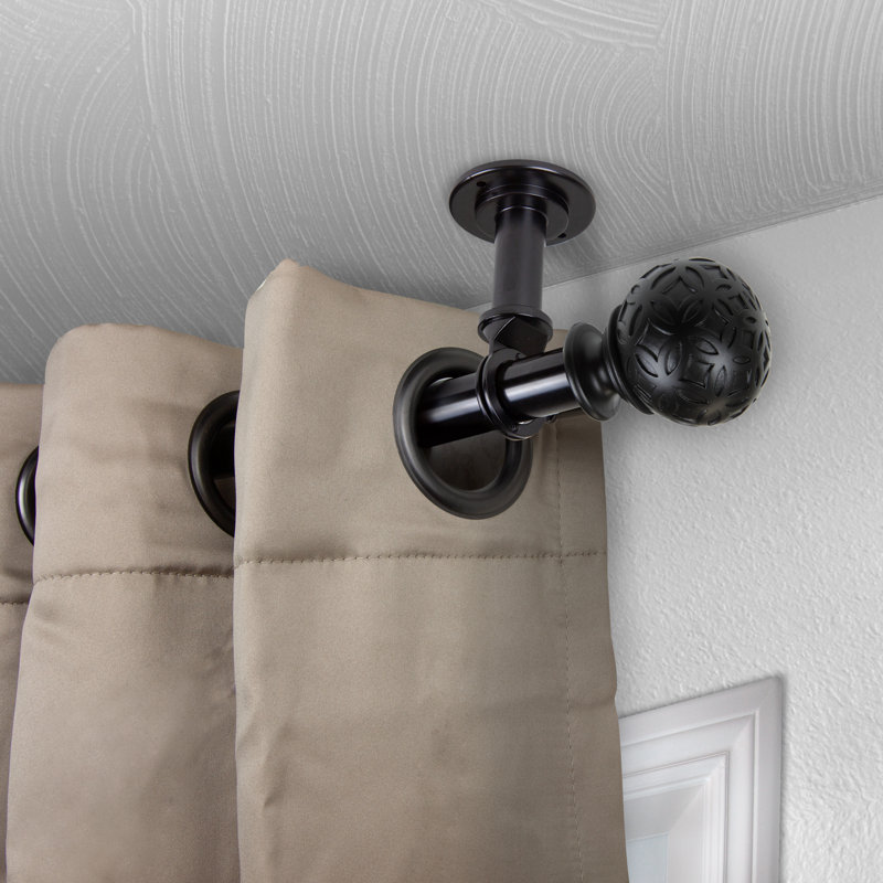 Tringle à rideaux simple réglable 1 po Lebo, 28 po - L 48 po, Noir