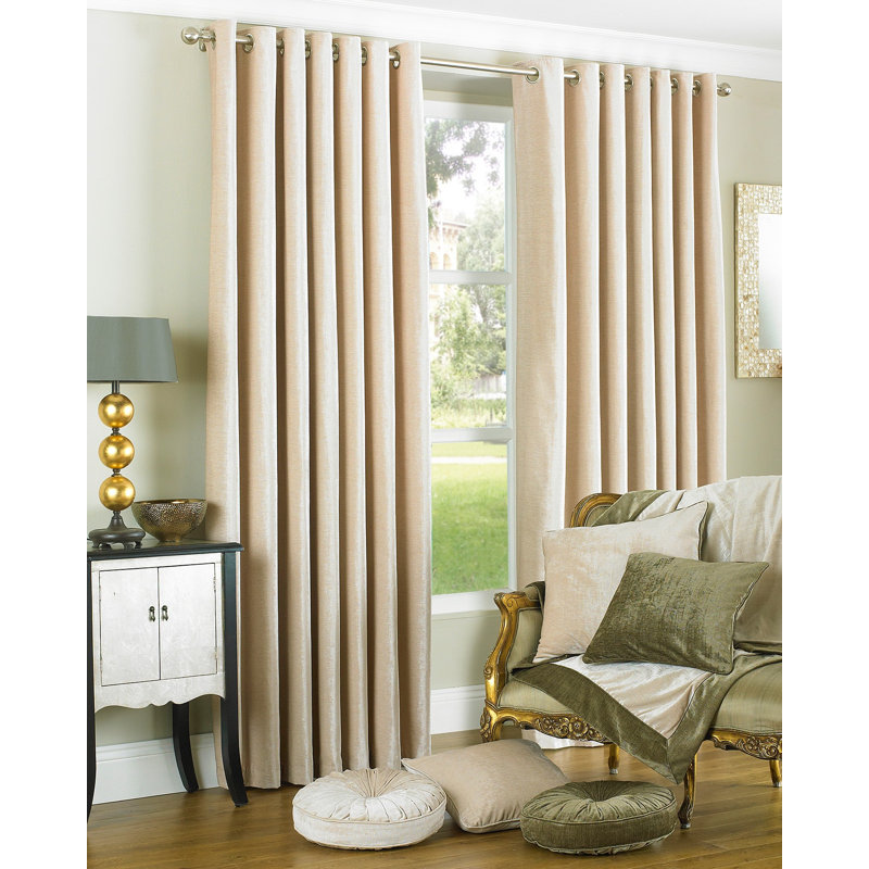 Geise Room Darkening Curtain Pair, 168 W x 183 D cm, Natural