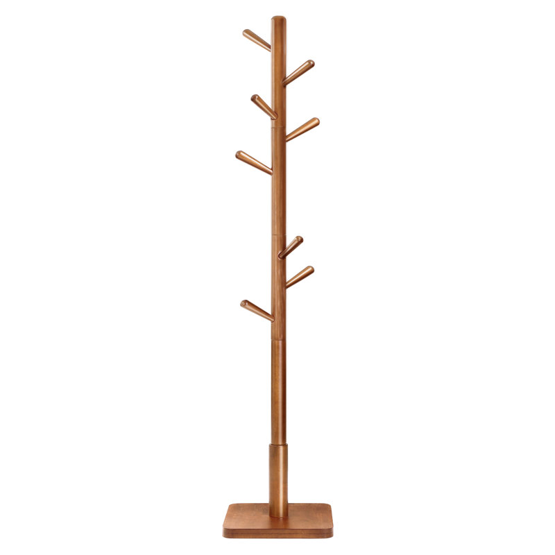 Portemanteau autoportant en bois massif à 7 crochets, 3 options de hauteur, Noyer