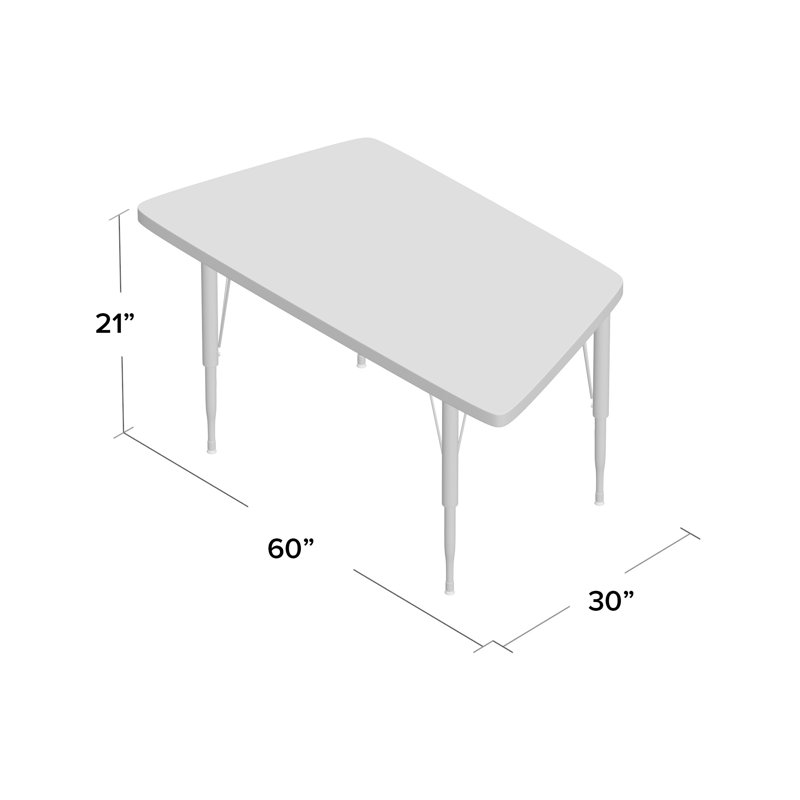 Table d'activité trapézoïdale, H 30 po x L 60 po x l 30 po, Jaune
