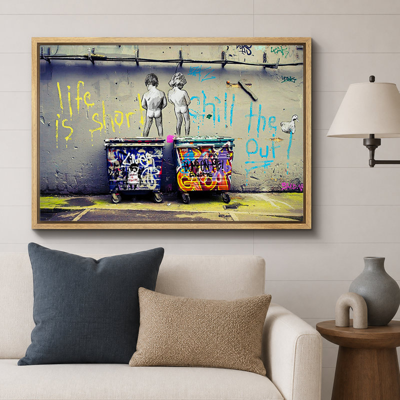 "Pop urbain", "Life is short, Chill The Duck Out Banksy", reproduction d'art sur toile, H 24 po x l 36 po, Natural