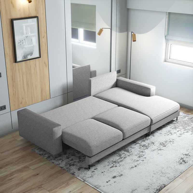Benites 3 Seater Sofa Bed, Right Hand Facing, Light Grey