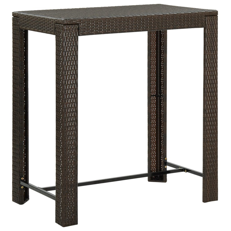 Table de bar d'extérieur en rotin, Marron, l 23,8 po x L 39,4 po x H 43,5 po