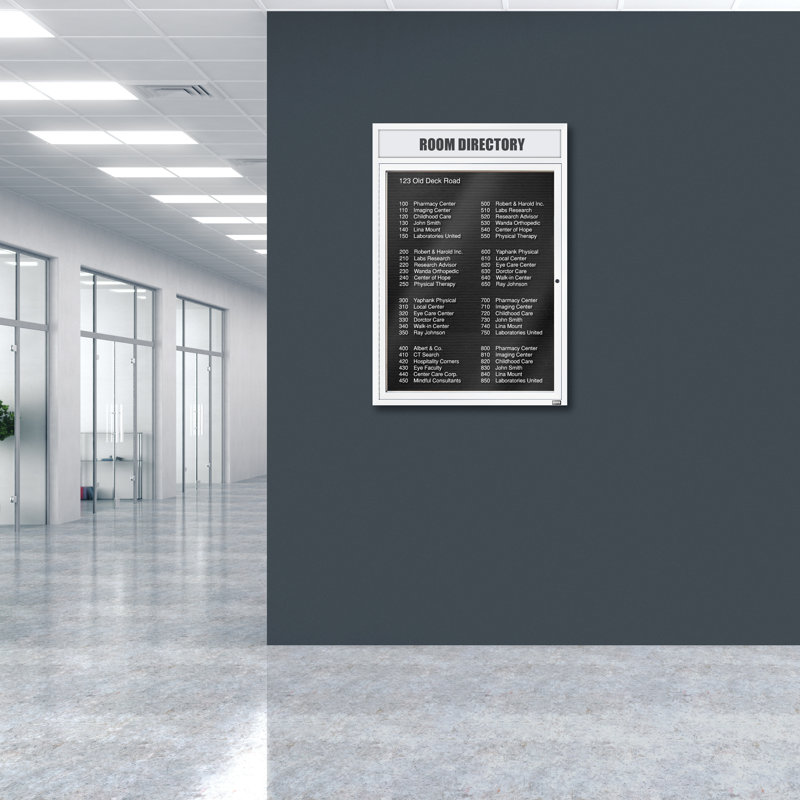 Carte à fixation murale délimitée directory cabinet, Blanc thermolaqué, Un, H 48 po x l 36 po