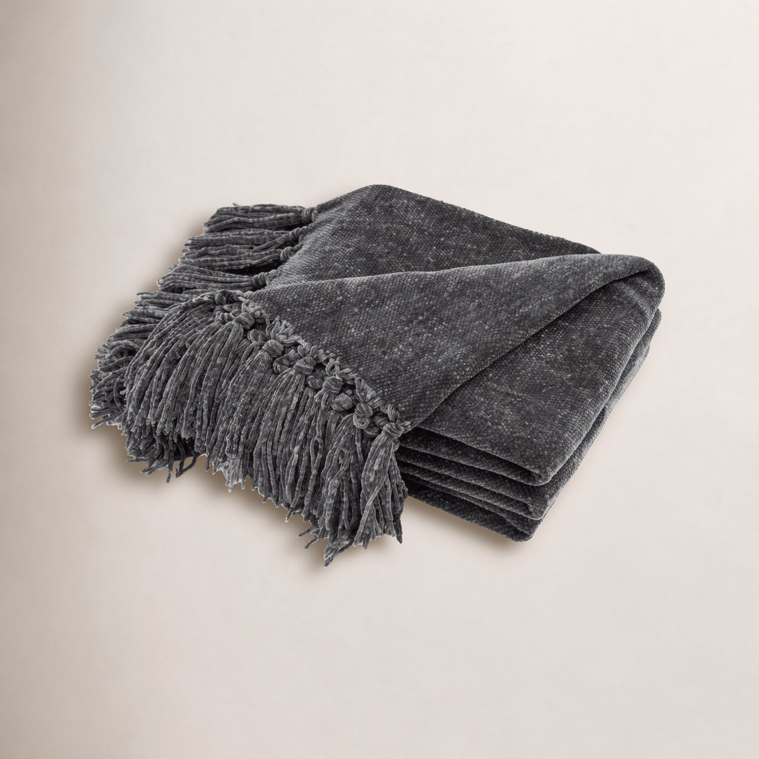 Chenille Throw Blanket, Iron Black, 60" L x 50" W
