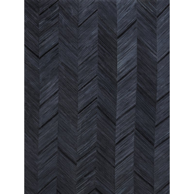 Natural Hide Cowhide Chevron Area Rug in Navy