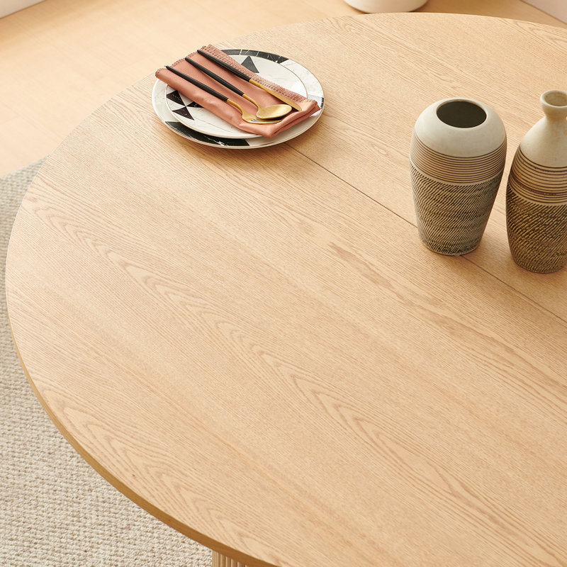 Round Table With Set Of Four Barrel Chairs, Natural Oak