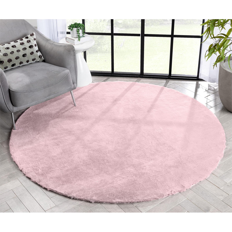 Taishon Faux Fur Washable Indoor Rug, Round 5'