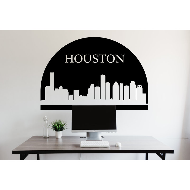 Autocollant de décoration murale de la ville de Houston, Houston, Texas, Texas, H 44 po x l 65 po, Vert citron