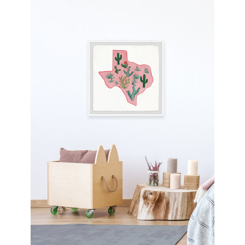 « Pink Texas »-impression de peinture encadrée sur papier, H 18 po x l 18 po x 1,5 po
