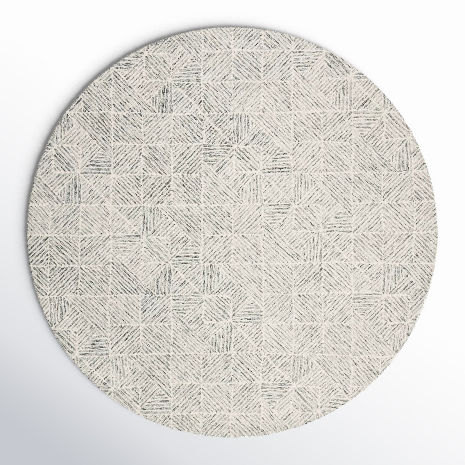 Linsly Light Green Ivory Hand-Tufted Wool Rug, Round 8'