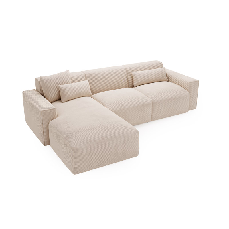 3 Seater Corner Sectional, Left Hand Facing, Cream