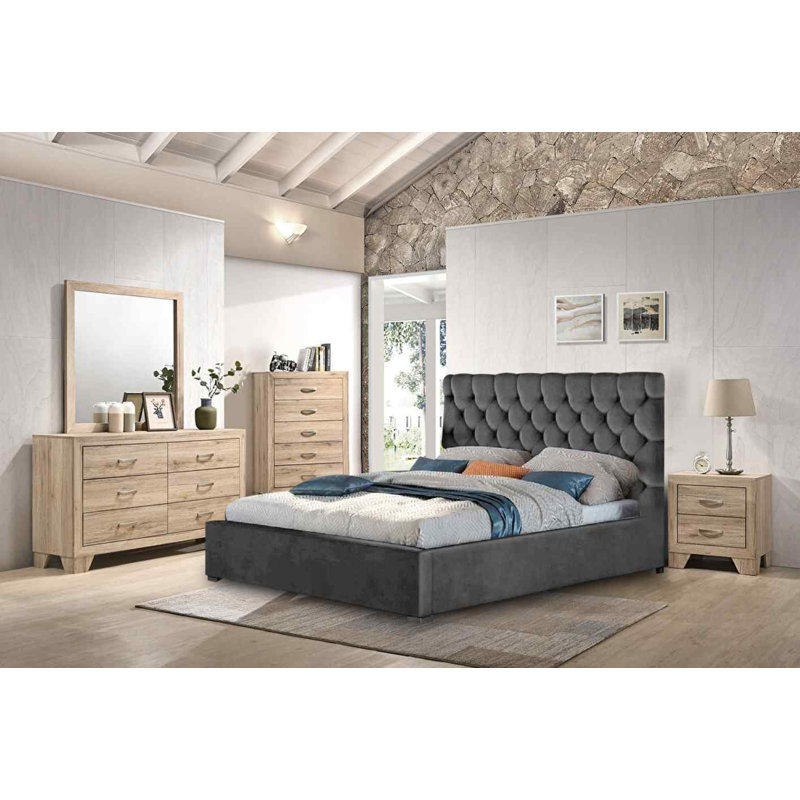 Upholstered Bed, Single (3'), Grey