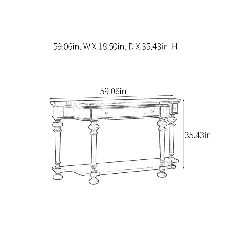 Console Rurale, Gris, H 35,43 po x l 59,06 po x P 18,5 po