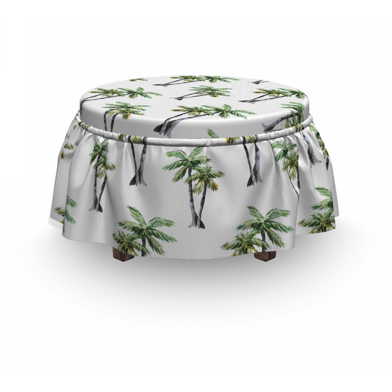 Ensemble de housse pour repose-pieds à coussins carrés 2 pièces palm tree trees