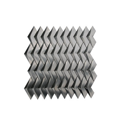 SAMPLE - 3D Arrowhead Herringbone Metal Mosaic Tile in Silver