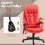 Fauteuil à haut dossier avec massage et hauteur réglable, stress musculaire rouge, inclinaison de 120 degrés, confort inclinable en cuir et 6 vibrations