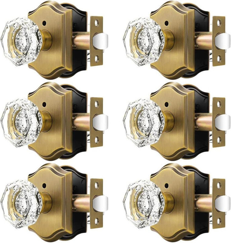Boutons de porte en cristal Crystal, Bronze Antique, Intimité (lit et salle de bain)