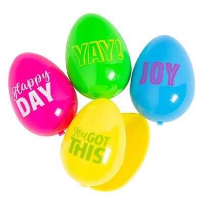 Positive Message Neon Bright Plastic Easter Eggs - 48 Pc. - Party Supplies - 48 Pieces -  The Holiday Aisle®, 949F423853AD470F8FF3467536606A5B