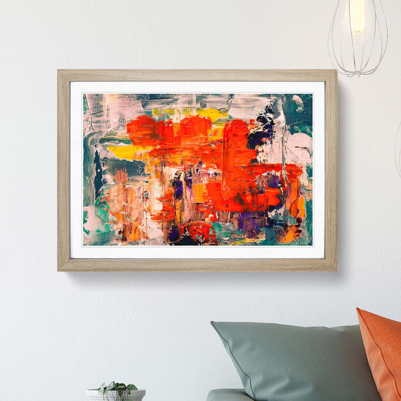 Abstract Art Painting Vol.101 by S.Johnson - Picture Frame Painting Print, 36cm H x 48cm W x 2cm D, Oak Framed