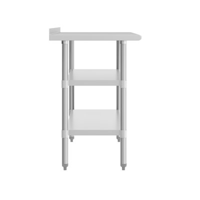 Woodford NSF Stainless Steel 18 Gauge Work Table - Backsplash and 2 Shelves