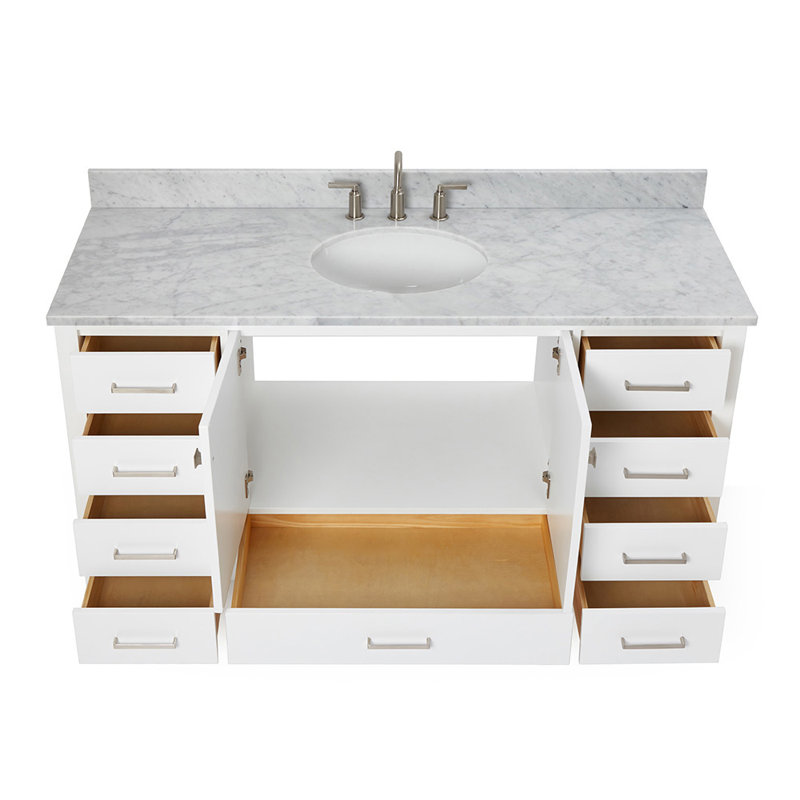 Ensemble de meuble-lavabo simple 61 po Flynt, Blanc, Nickel brossé