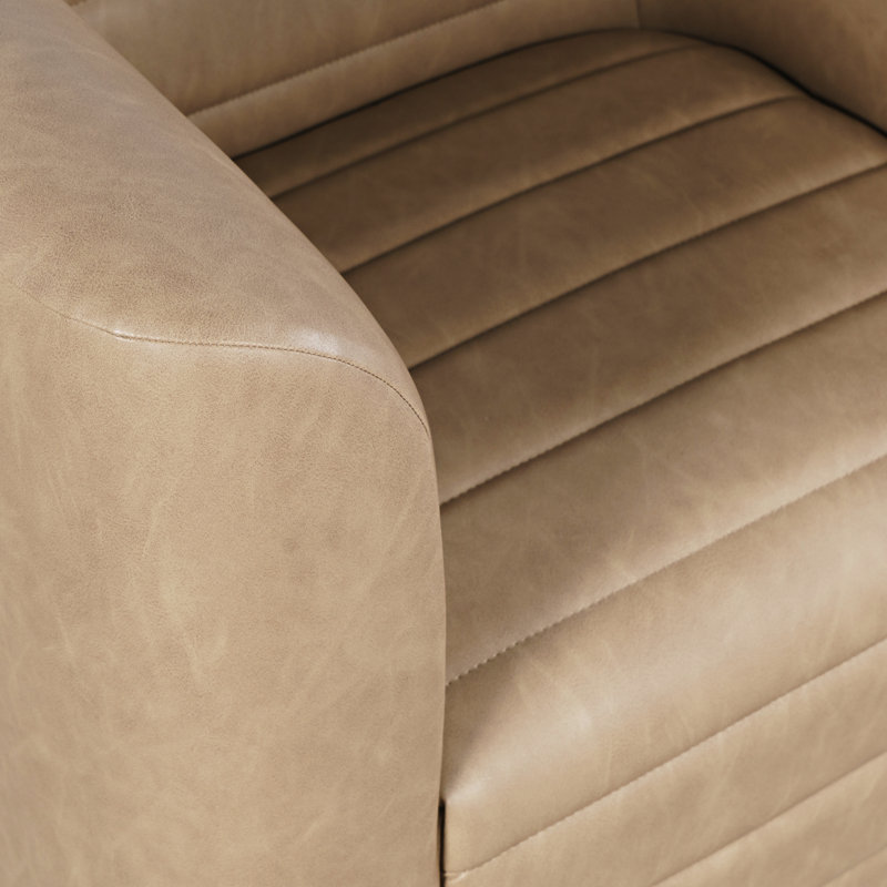 Fauteuil d'appoint pivotant en similicuir moderne GT, Sable
