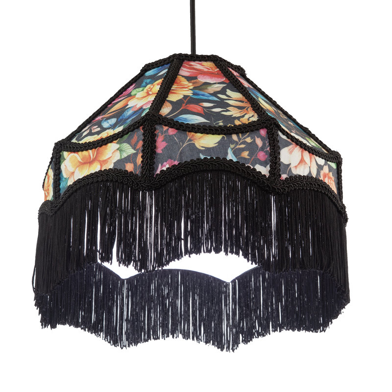 19cm H Cotton Empire Lamp Shade ( Screw On ) in Black