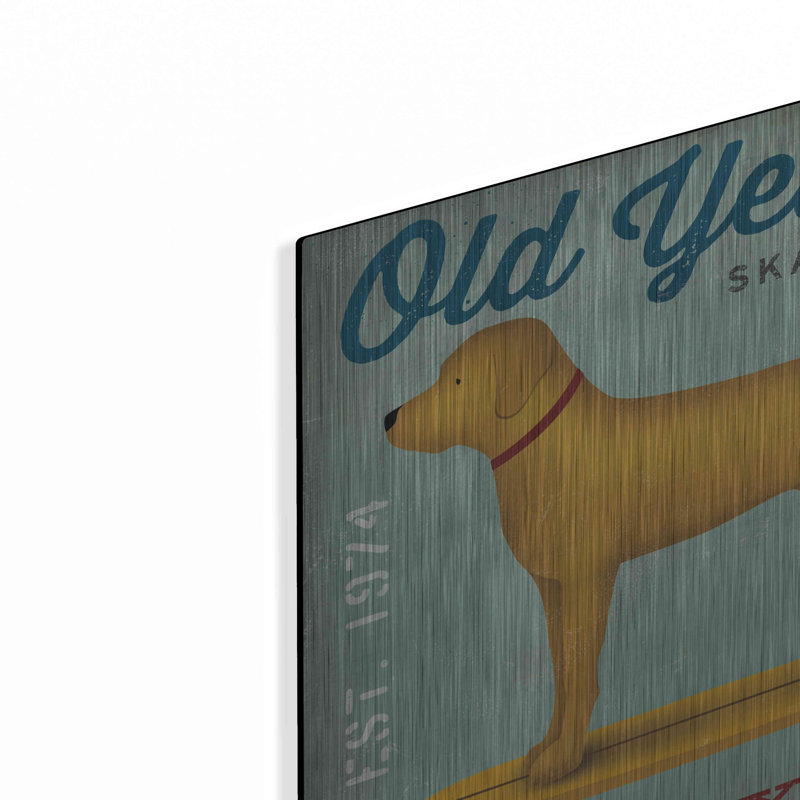 «Golden Dog On Skateboard» par Ryan Fowler, H 12 po x l 12 po