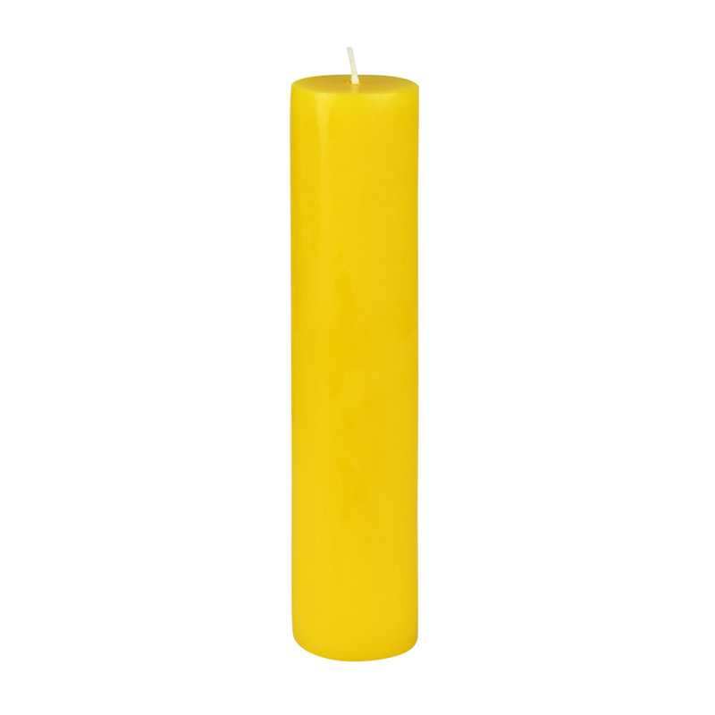 Bougie pilier sans parfum Oliva, H 9 po x l 2 po x P 2 po, Jaune, 1
