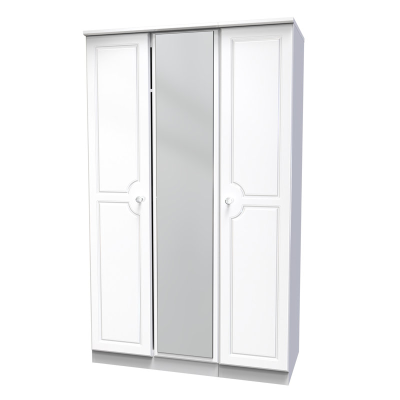 Adala Manufactured Wood Wardrobe, White Gloss/White