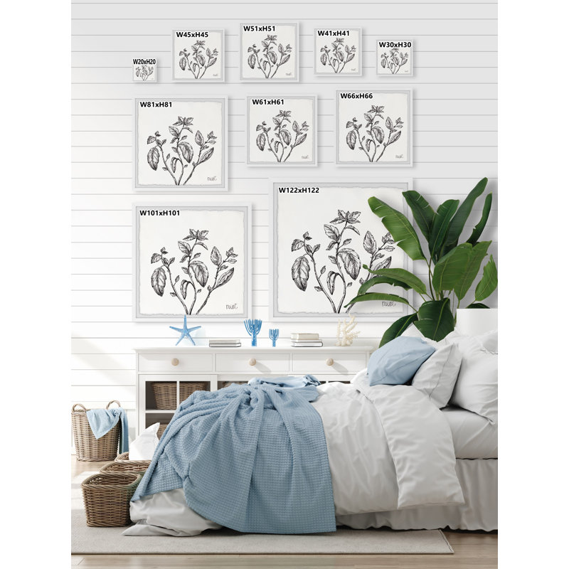 Mint Leaves - Single Picture Frame Print, 61cm H x 61cm W x 3.81cm D