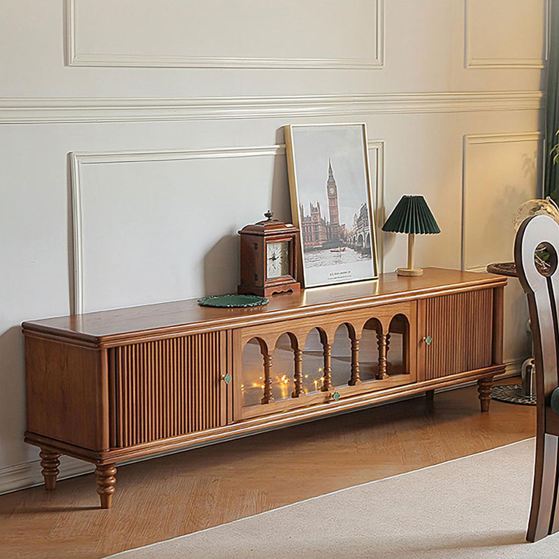 Meuble télé brun en bois massif, 78.74"