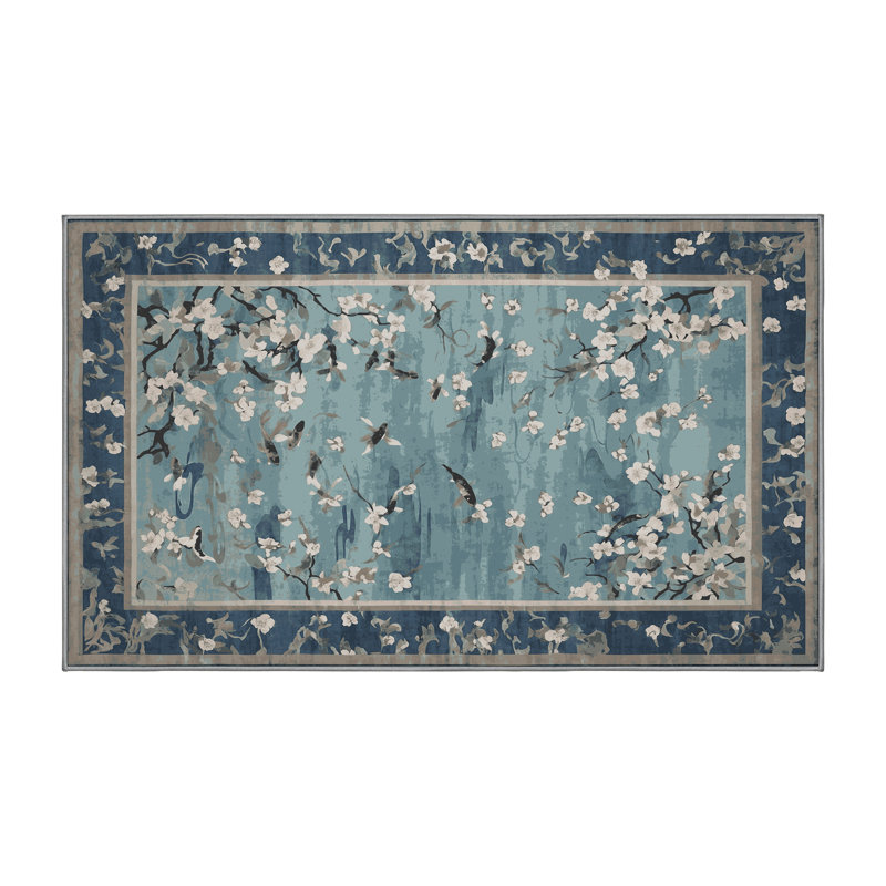 Machine Washable Gray Area Rug, Rectangle 4' x 6'