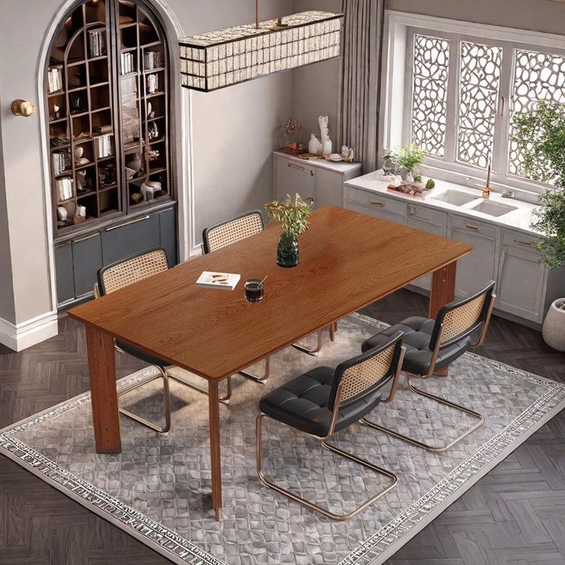 Retro And Elegant Rectangular Dining Table, 29.52"H x 70.86"L x 35.43"W