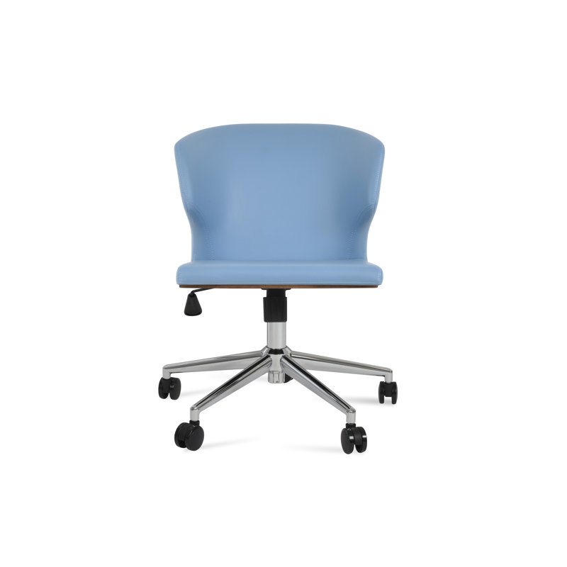 Chaise de bureau Amed, Chrome chrome, Bleu