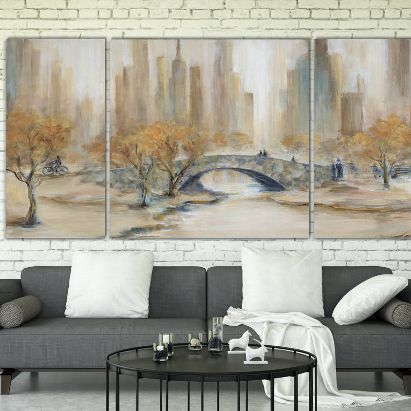 Central Park - reproduction d'art sur toile, H 32 po x l 64 po x P 1,5 po