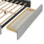 Lit plateforme tapissier en velours avec rangement Maryanna, tête de lit à oreilles, 1 grand tiroir et 2 tabourets de rangement latéraux (gris)-1734778501
